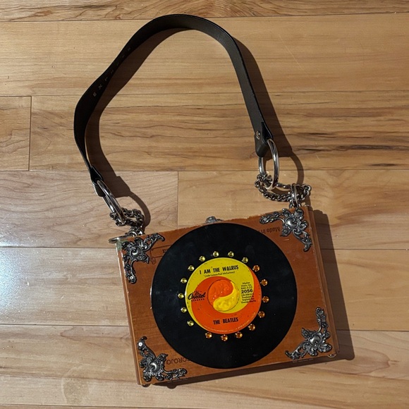 The Beatles Handbags - The Beatles Record Design Handbag with Black and Orange